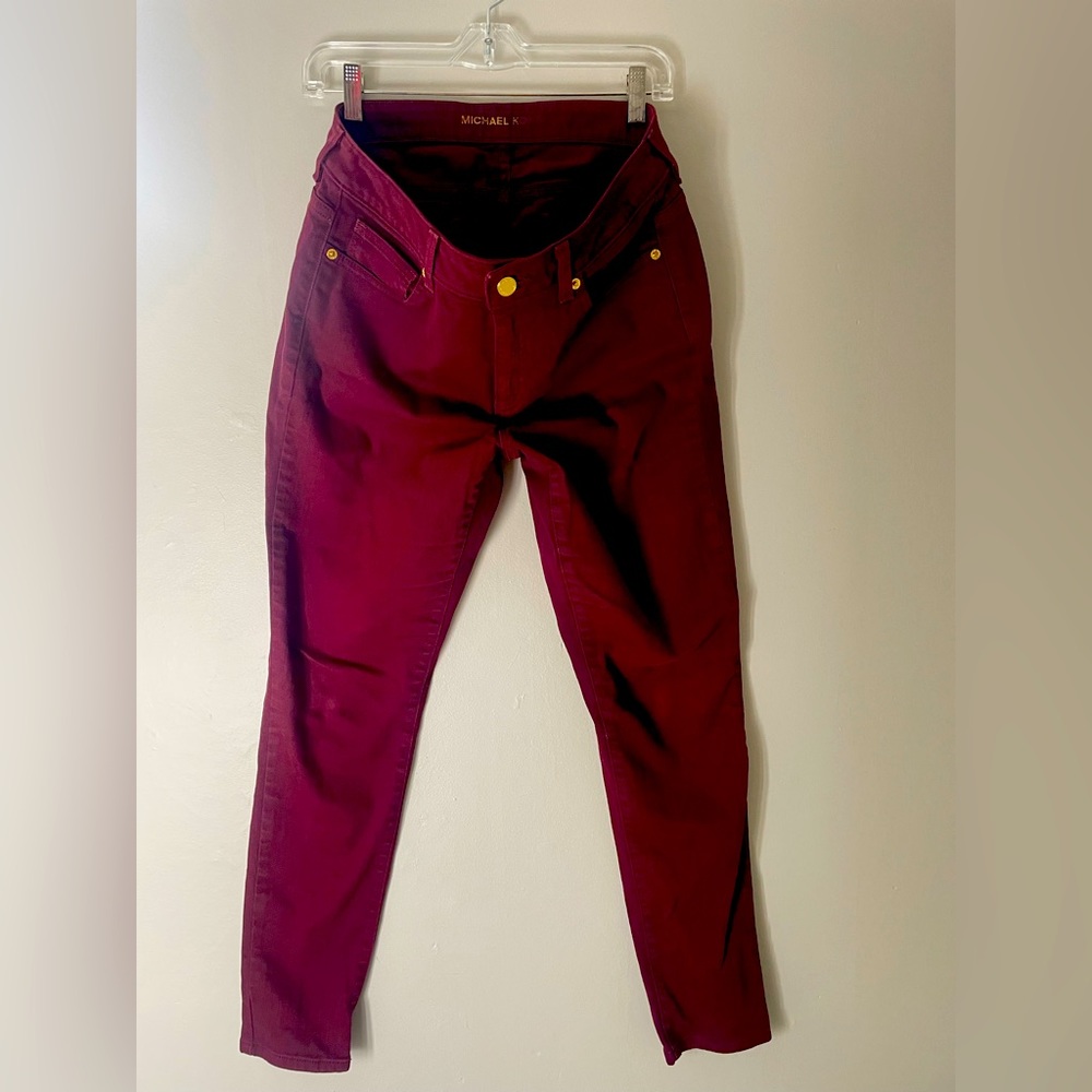 Michael Kors maroon high waisted skinny Jean